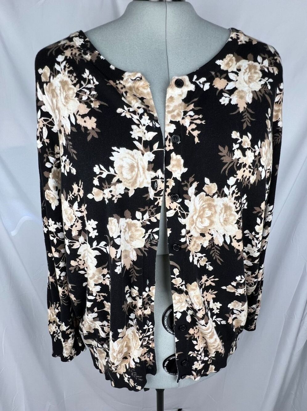 Woman Within Cardigan Women's 3X 30/32 Dark Floral Bloomcore Cottagecore